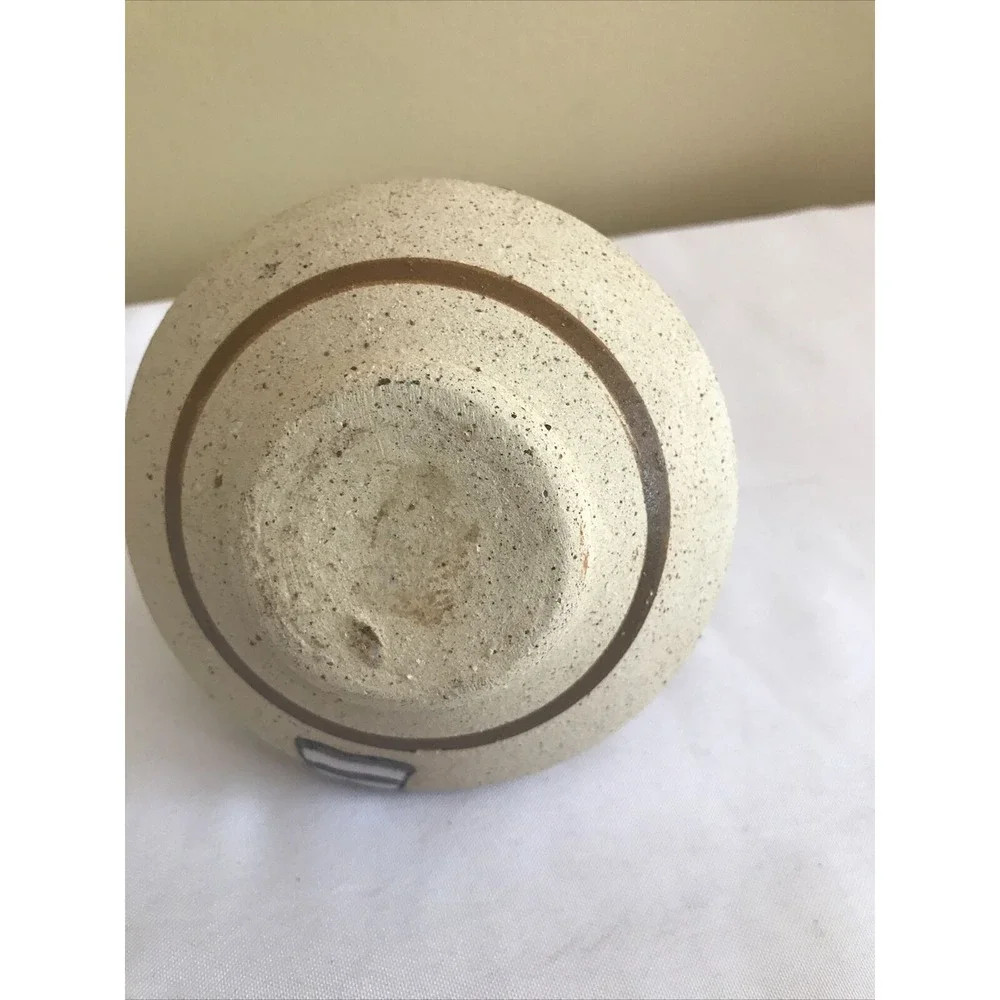 Vtg Signed Sand Pottery Bud‎ Vase Butte Mesas Pueblo Enameled